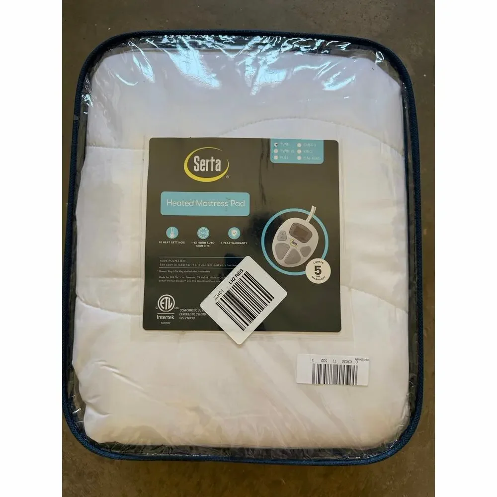 NEW! Serta Heated Mattress Pad Twin White